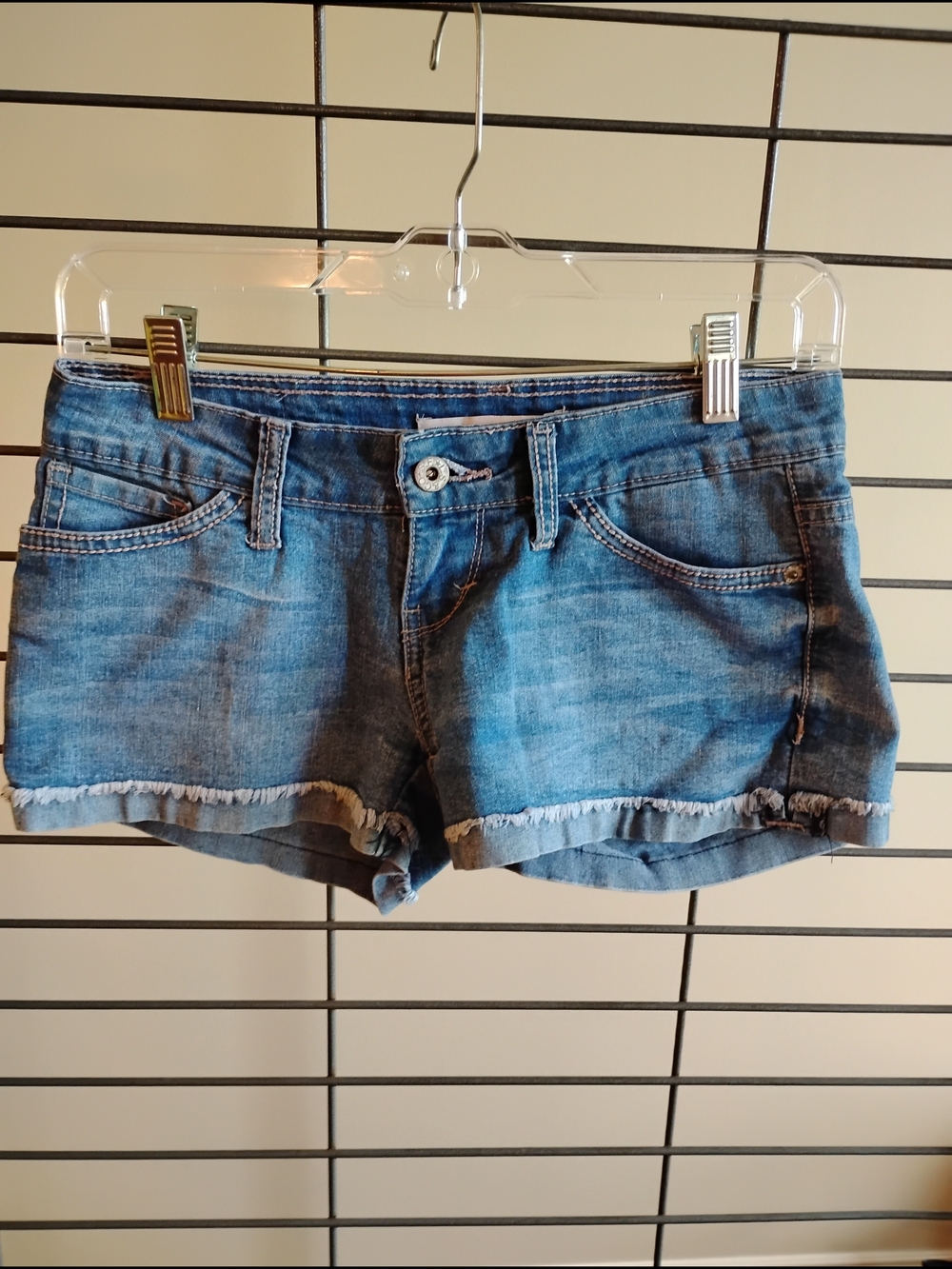 Levi's Blue Frayed Hem‎ Denim Short Shorts